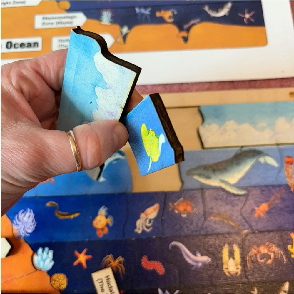 Montessori Layers of the Ocean Puzzle Wooden Puzzle | Homeschool